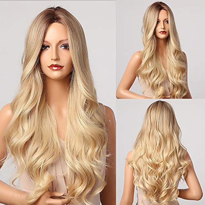 DILLARDS Qihang Long Synthetic Wavy Blonde Ombre Wigs With Bangs For Women, 61Cm - Image 2